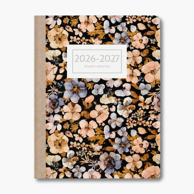 Agenda Mensual 2026-2027 Pressed Flowers Dark Cast