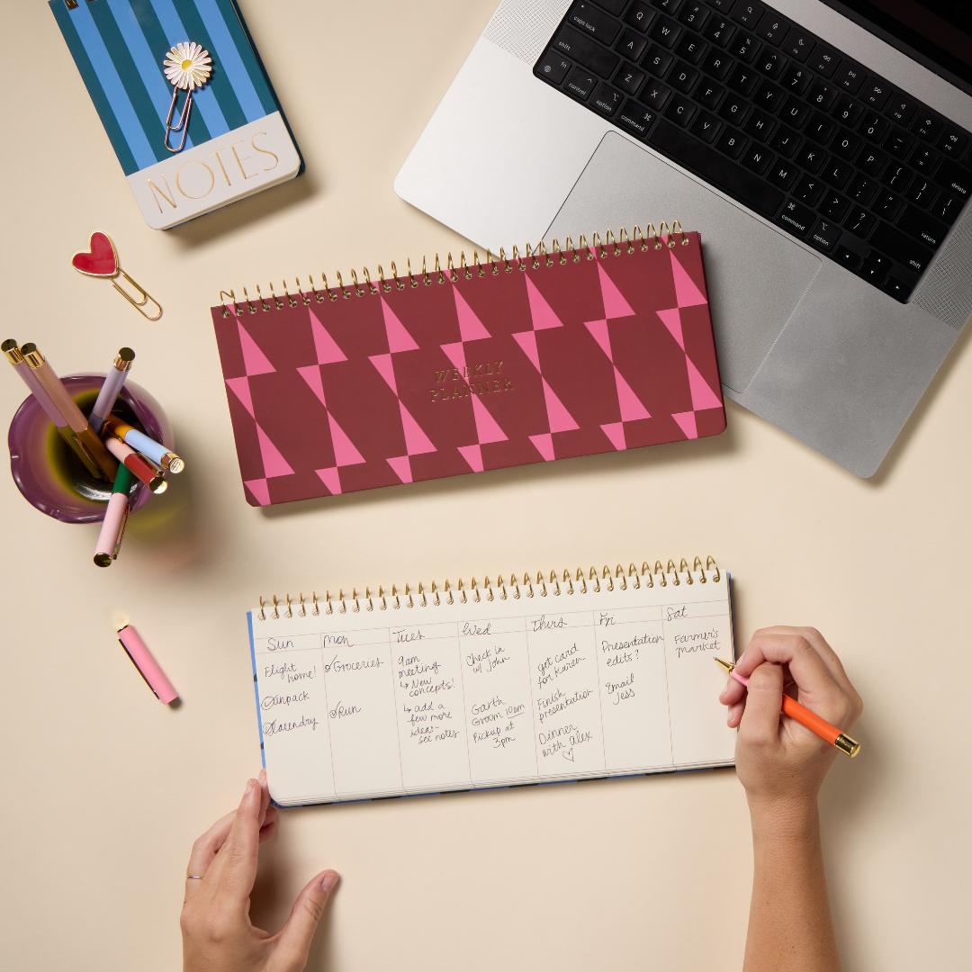 Planificador Semanal apaisado Burgundy & Pink