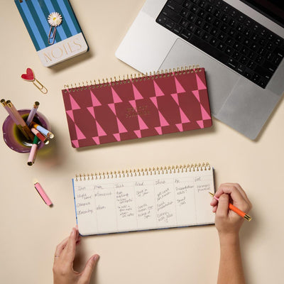 Planificador Semanal apaisado Burgundy & Pink