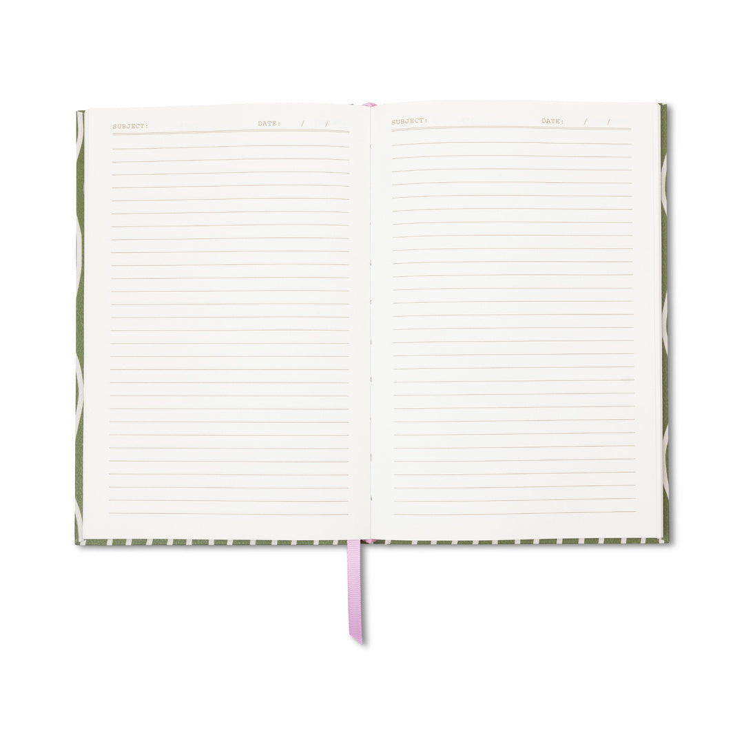 Cuaderno Framed Floral Coneflower Journal abierto mostrando las paginas rayadas