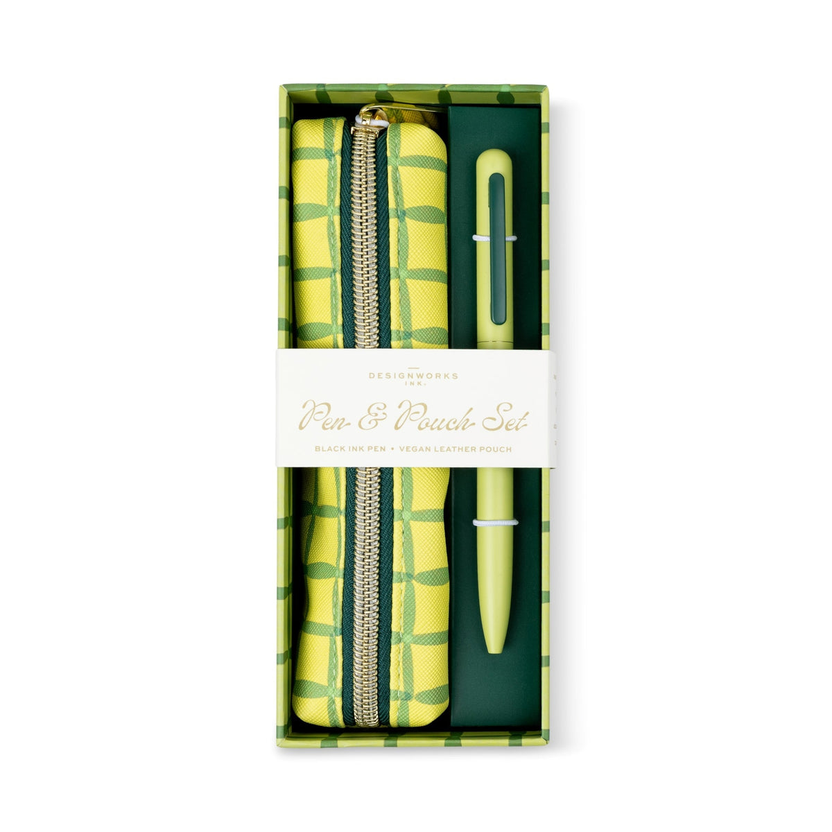 Set boligrafo y estuche Green Lattice de Designworks Ink