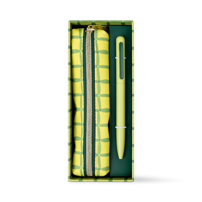 Detalle del estampado Green Lattice del estuche