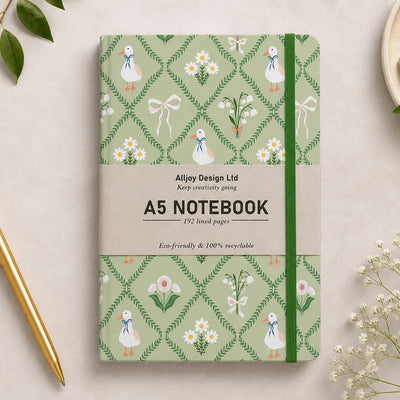 Cuaderno A5 Alljoy Design Garden Trellis con flores sobre enrejado verde