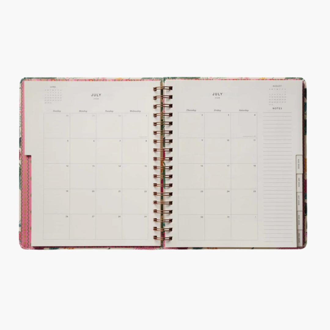 interior agenda de 17 meses 2025-2026 con diseño floral dahlia de Rifle Paper Co