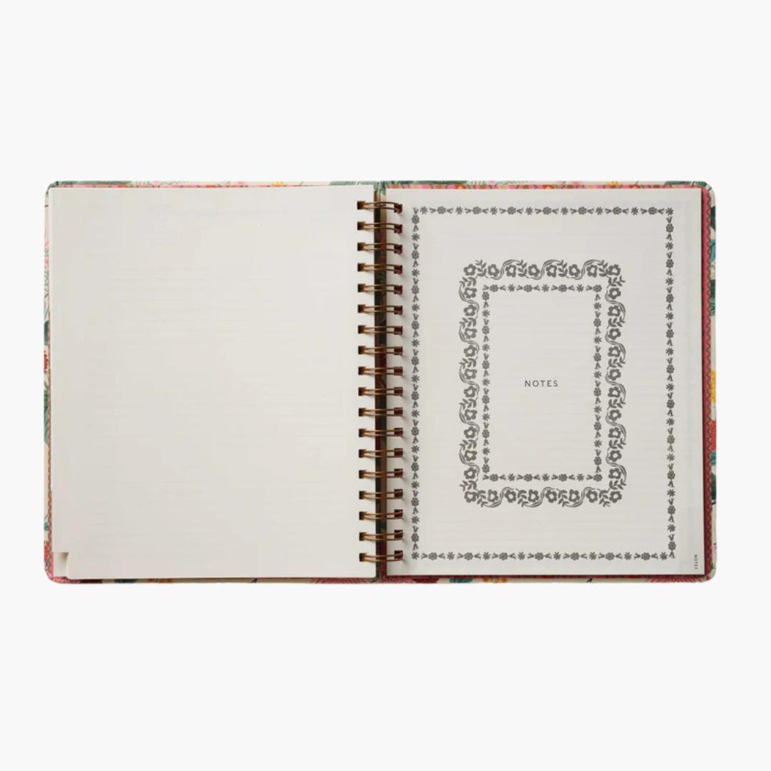 interior agenda de 17 meses 2025-2026 con diseño floral dahlia de Rifle Paper Co