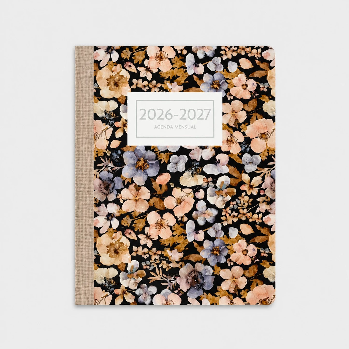 Agenda Mensual 2026-2027 Pressed Flowers Dark Cast