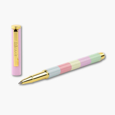 bolígrafo metálico con franjas de colores pastel