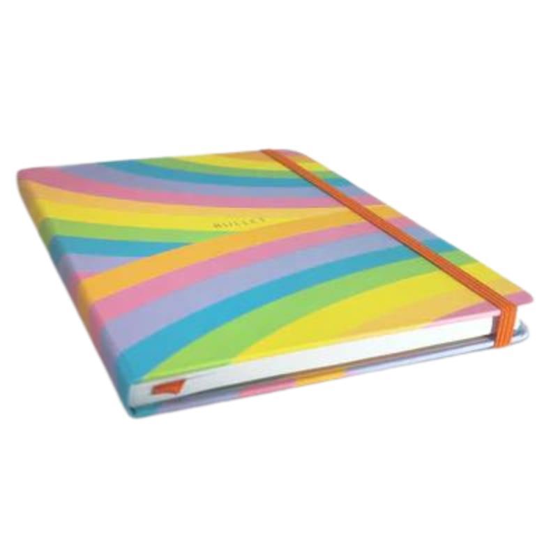 Cuaderno Bullet Journal Federico con tapa dura, detalles dorados, y cierre elástico.