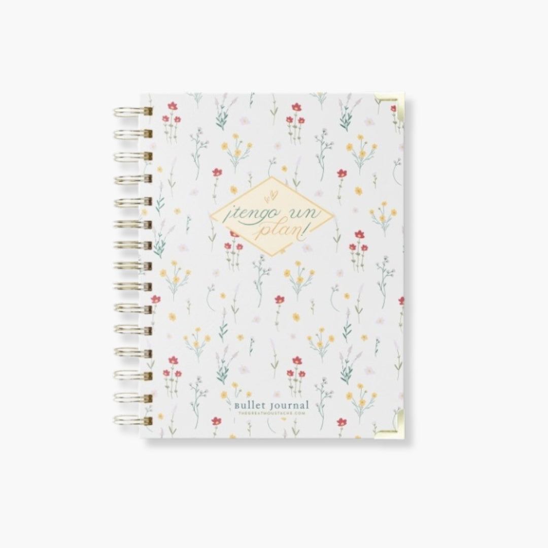 Cuaderno Bullet Journal "Tengo un Plan" A5 con tapas duras y diseño floral.