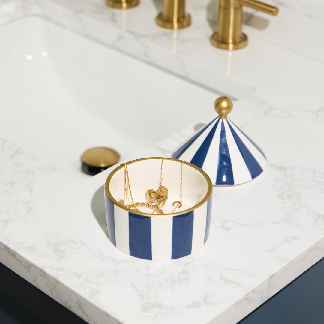 Caja decorativa de cerámica - Navy Stripe