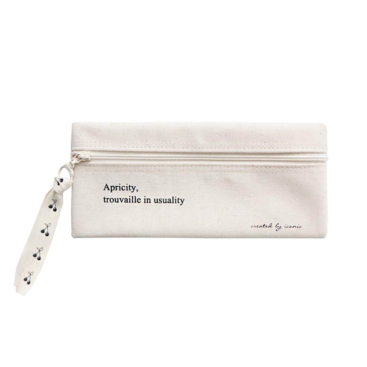 Estuche de Tela Cottony ICONIC con cierre de cremallera y lazo, diseño elegante y funcional.