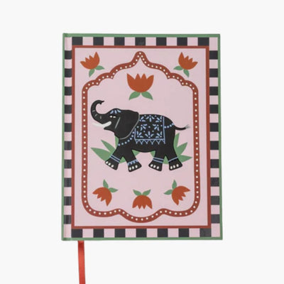 portada de cuaderno A5 con diseño de elefante y flores