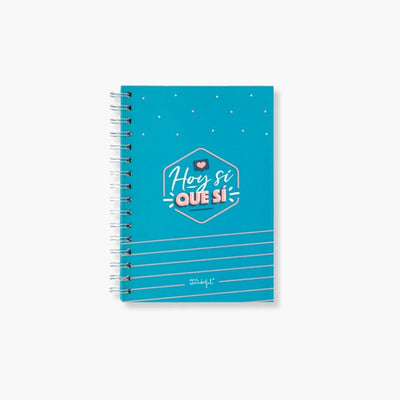 Libreta A5 Hoy Sí que Sí con diseño motivador y pegatinas decorativas.