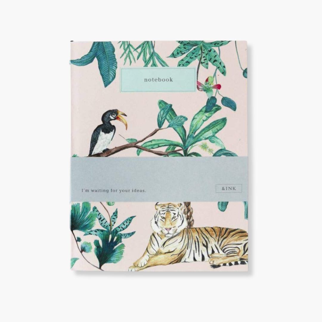 Cuaderno A-Journal Jungle con ilustración de selva y animales, tapa blanda, tamaño 18 x 14 cm.