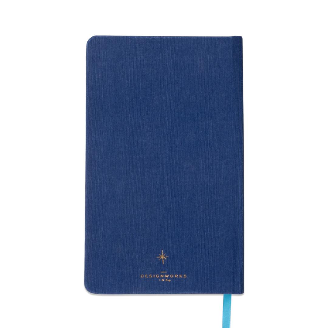 portada de cuaderno con tapa entelada en color azul 