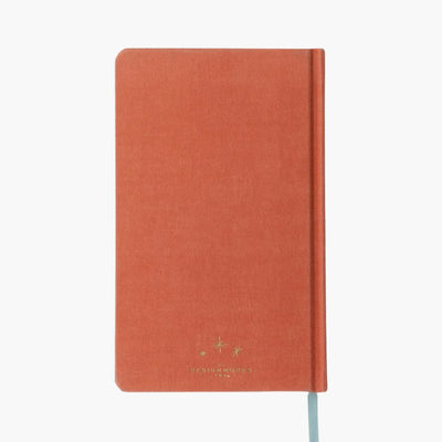 portada de cuaderno con tapa entelada en color terracota