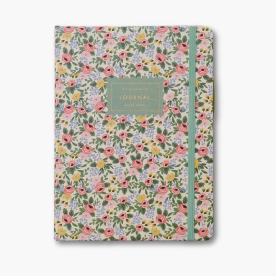 portada diario personal con bolígrafo modelo Roses de Rifle Paper Co
