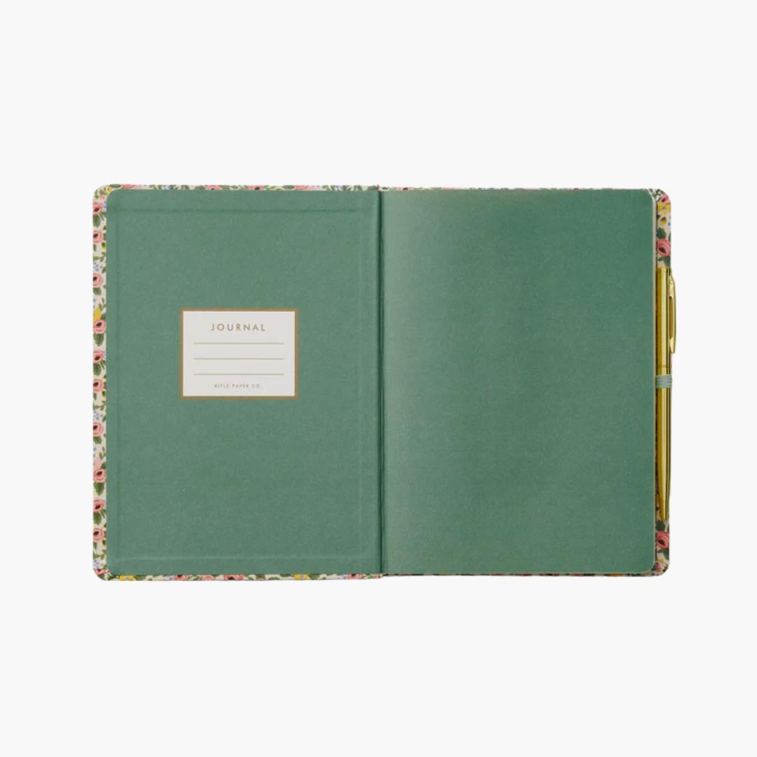 interior diario personal con bolígrafo modelo Roses de Rifle Paper Co