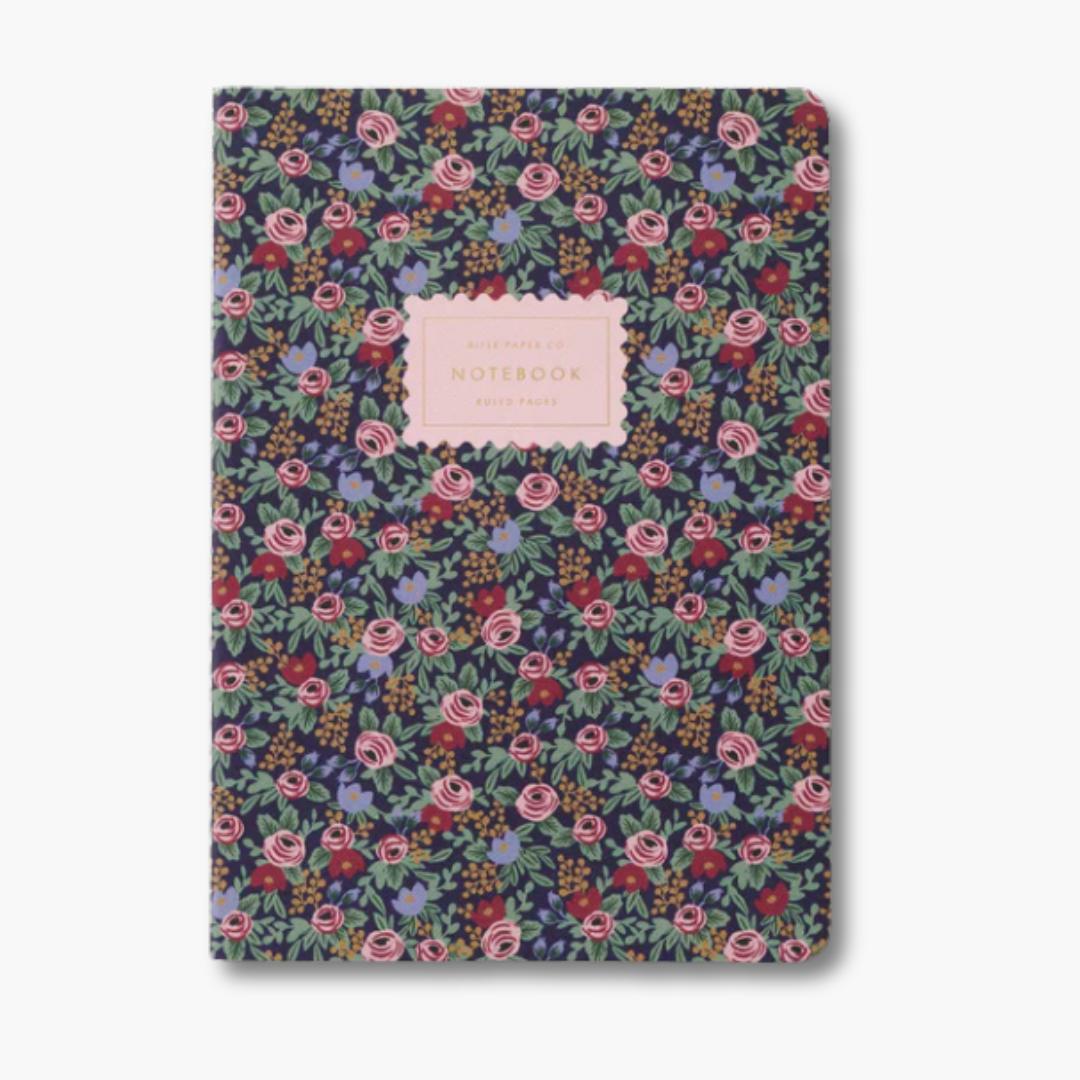 diario de tapa blanda y diseño floral roses de rifle paper co