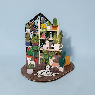 Detalle de la tarjeta pop-up Botanical Pets de Alljoy Design
