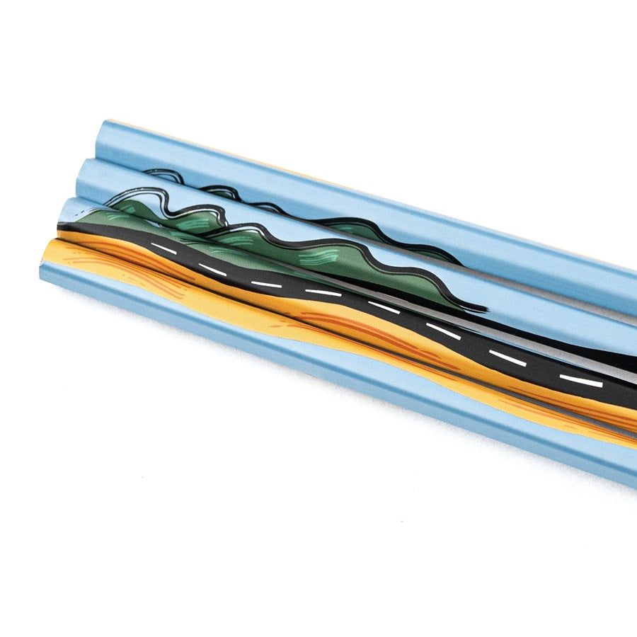 Lápiz Blackwing Volume 223 edición limitada, diseño inspirado en paisajes y caminos infinitos, color azul y tierra.