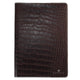 Libreta de piel de cocodrilo hecha a mano, artesanía española, en marrón oscuro.