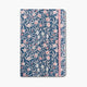libreta A5 morris con diseño floral y goma de cierre