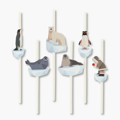 pajitas desechables para fiesta infantil con animales polares