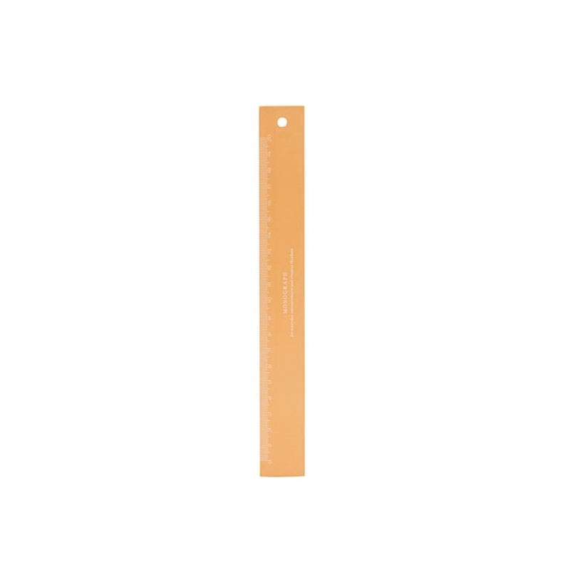 Regla de madera Monograph de 20 cm, color mostaza, para escritorio, calidad y diseño elegante.