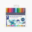 Set de 18 rotuladores acuarelables de doble punta en estuche transparente, colores surtidos.