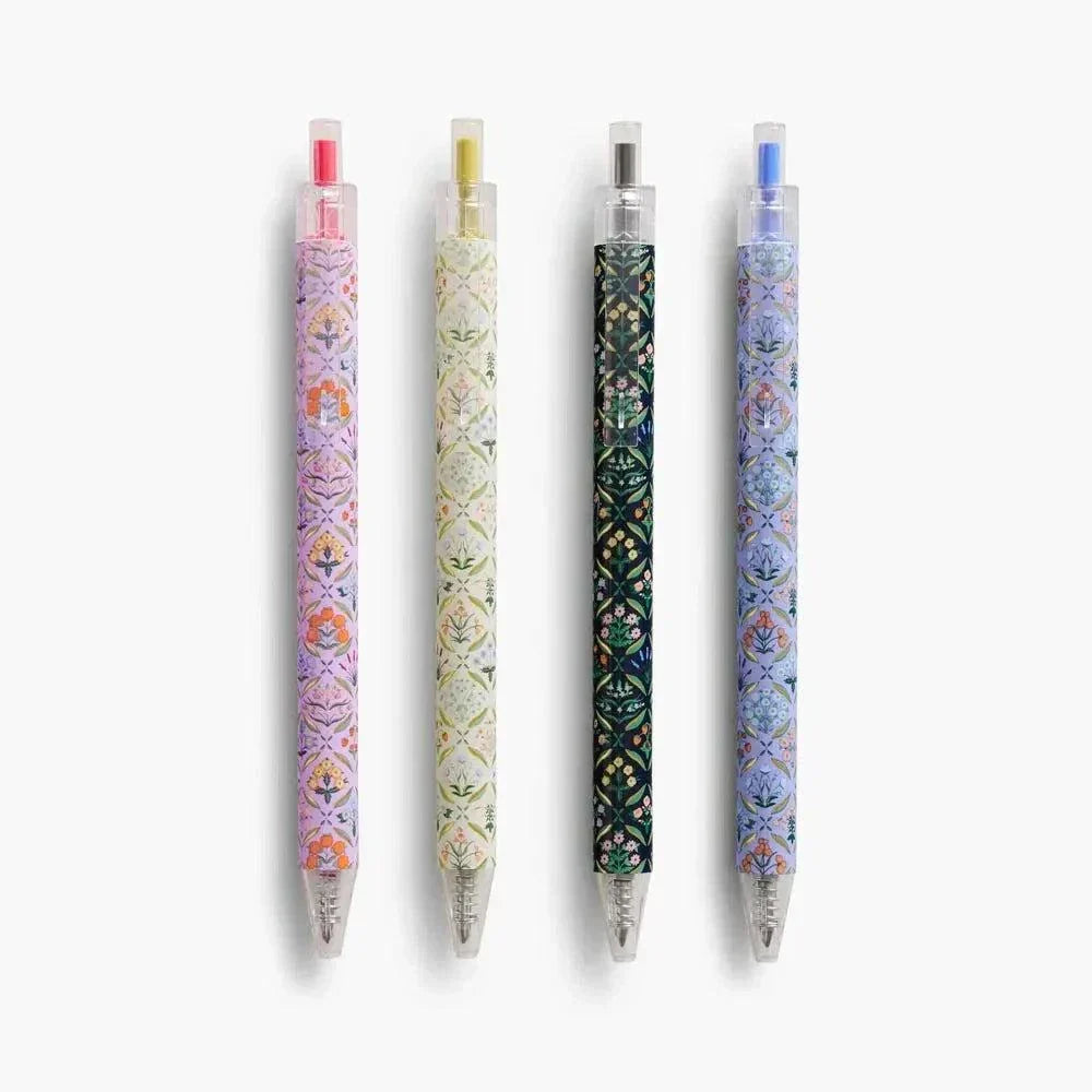 Set de 4 bolígrafos Gel Estee con estampados florales de Rifle Paper Co.