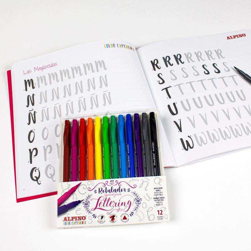 Set Rotuladores con guía de iniciación al lettering y rotuladores Alpino Color Experience.