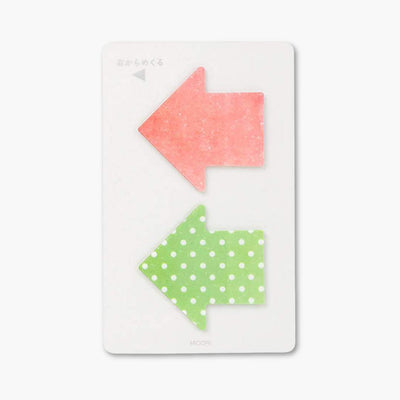 Notas adhesivas Midori Film L con flechas de diseño moderno y translúcido.