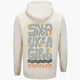 Sudadera con capucha PAPALUM Surf Like a Girl en color ivory, diseño exclusivo con lettering "Surf Like a Girl" y detalles surferos en tonos pastel.