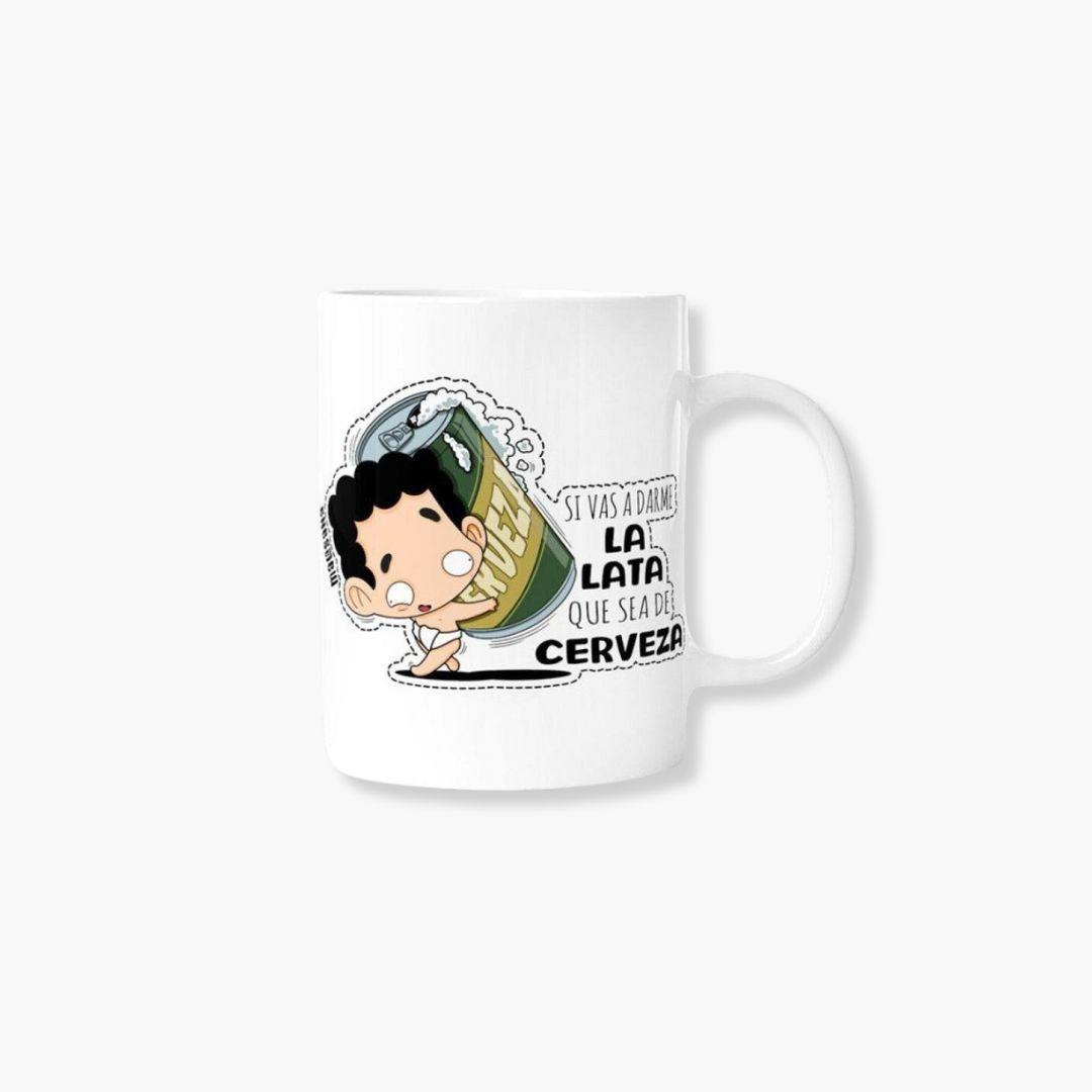 Taza de cerámica de 360 ml con diseño divertido de lata de cerveza, apta para microondas y lavavajillas.