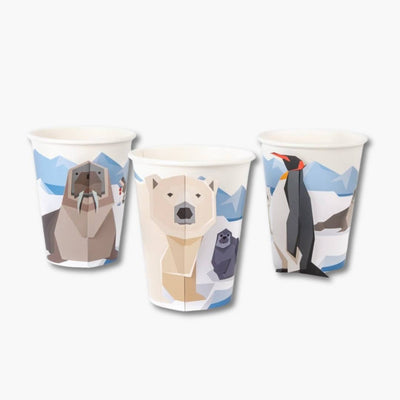 vasos desechables para fiesta infantil con animales polares