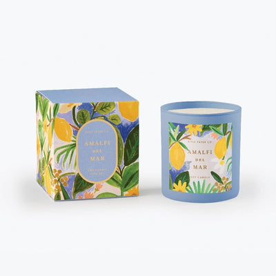 Vela Perfumada Amalfi del Mar en recipiente de vidrio pintado con caja decorativa de Rifle Paper Co.